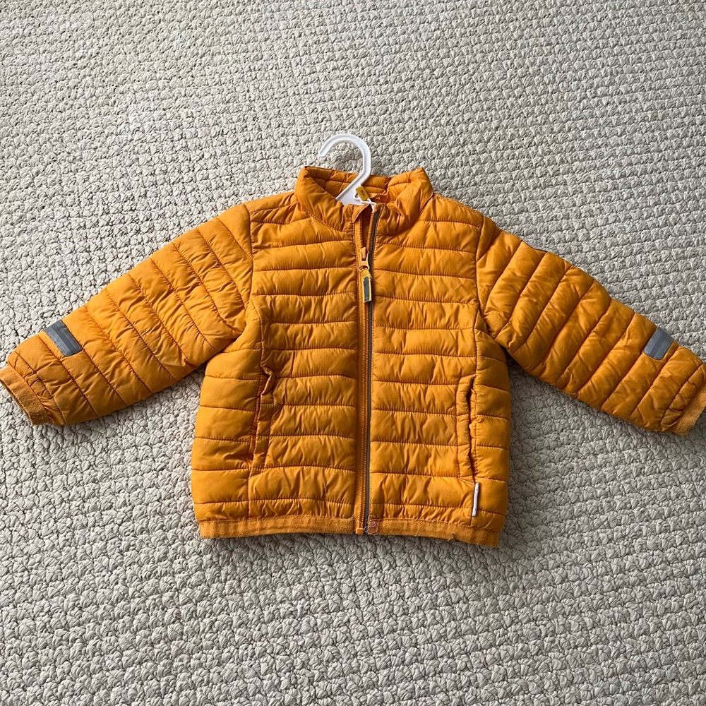 Polarn Och Pyret PoP Kids' Lightweight Yellow Eco Puffer Jacket Snap System